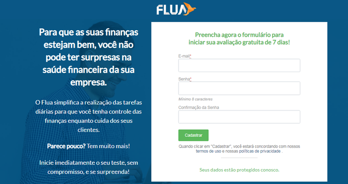 Exemplo de Inbound Marketing da landing page do Flua